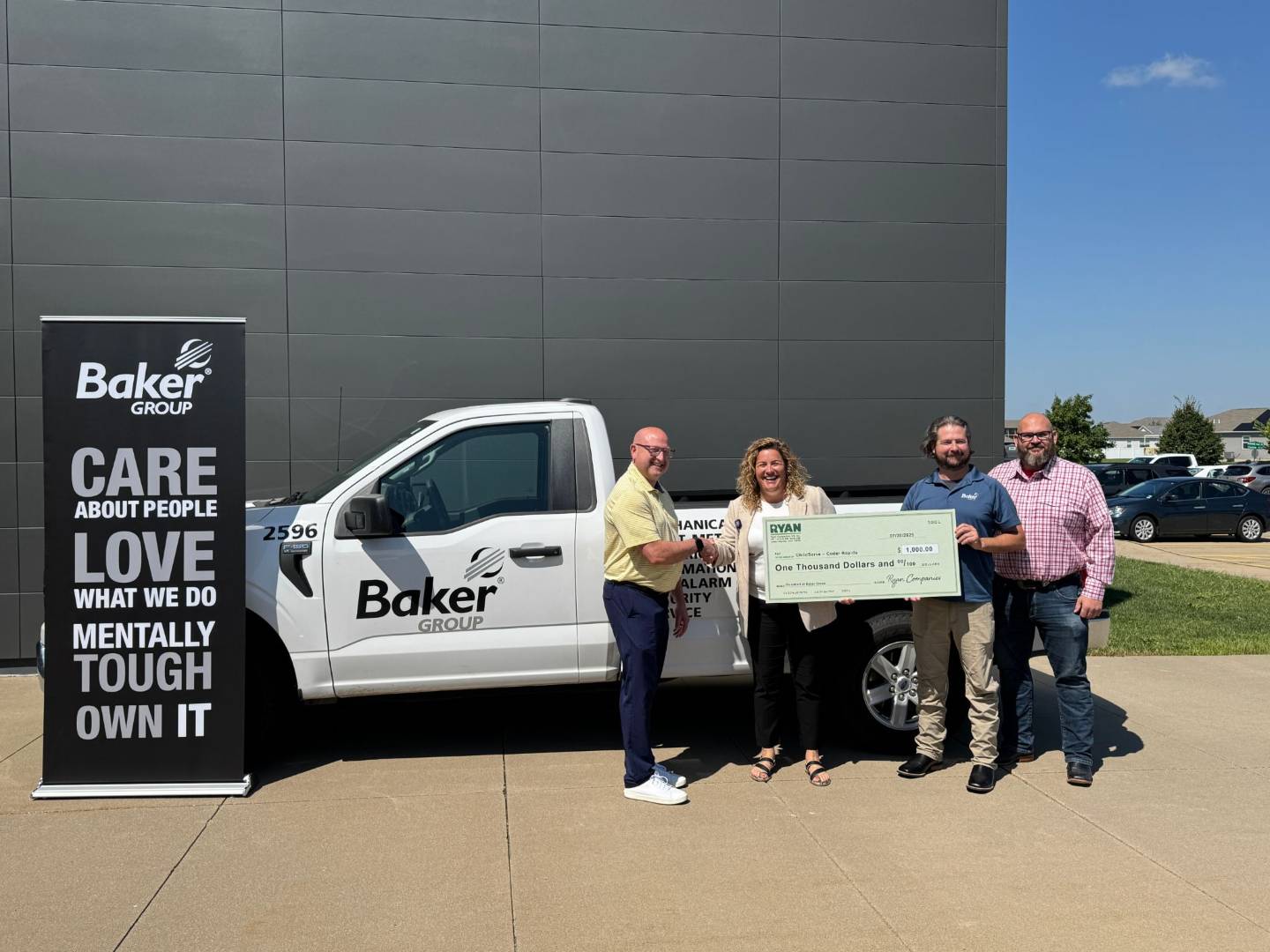 Baker Group & Ryan Companies Award & Donation Check
