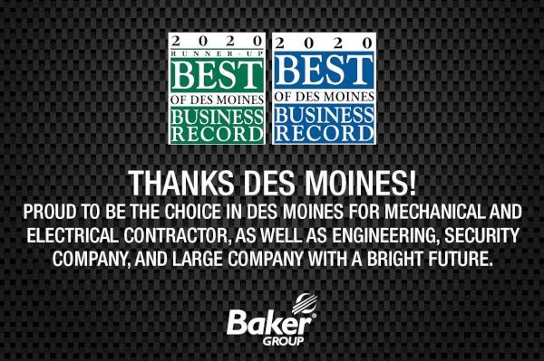 Baker Group Named Best Mechanical Contractor for 14th Consecutive Year
